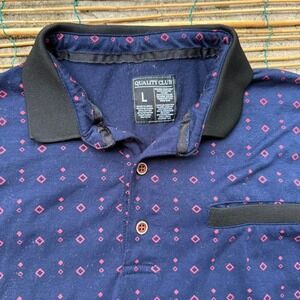 3 FOR $15 DEAL / Quality‎ Club Mens Polo Shirt Size L Diamond Print / PVBUNDLE